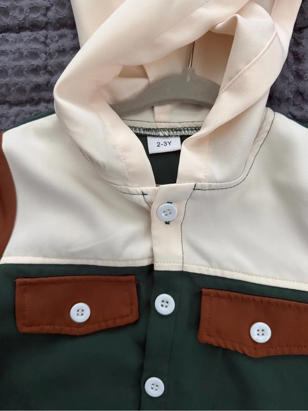 SHEIN Cream Green Brown Colorblock Kids Matching Set
